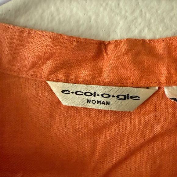 ECOLOGIE Orange Linen Blouse Embroidered Boho Tunic Size 2X - Picture 5 of 13